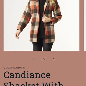 Coco + Carmen Candance Plaid Shacket in Red and Cream